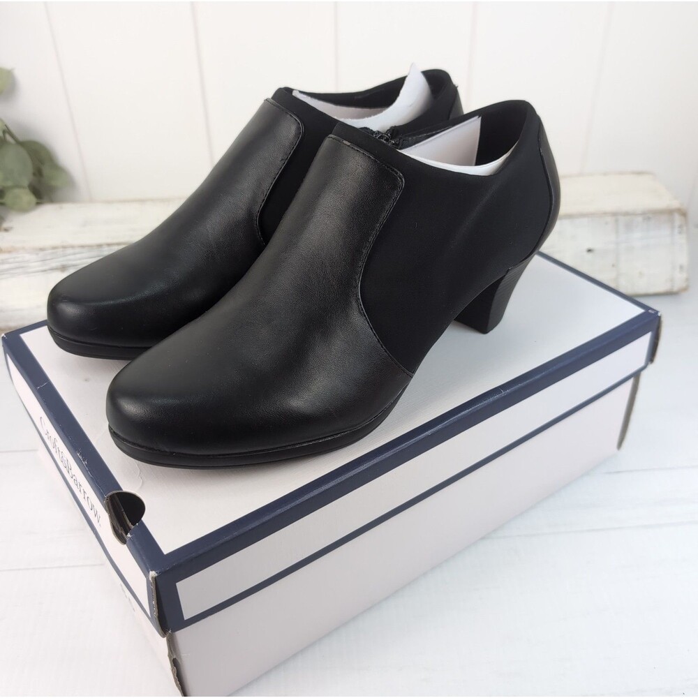 Croft & Barrow Petra Bootie Women's Size 8.5 Black Comfort Shoes Zip 2" Heel